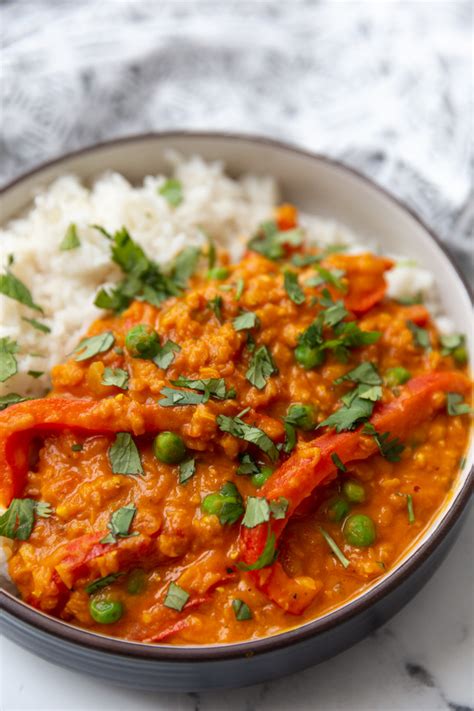 This recipe has great flavor from layering several different spices. Coconut Lentil Curry with Coconut Rice | Food with Feeling