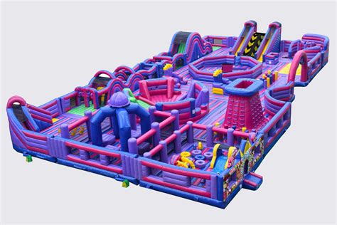 30x37m Kids N Adults Giant Inflatable Theme Park With Pop Obstacle