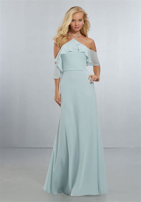 Shop for mori lee prom dresses and bridesmaids gowns at simply dresses. Chiffon Bridesmaids Dress with Flounced Neckline | Morilee