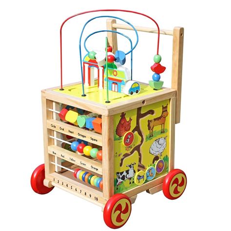 Timy Wooden Learning Bead Maze Cube 5 In 1 Activity Center Educational