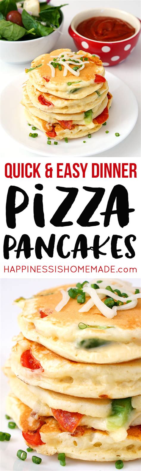 A simple sauce made with plain yogurt, heavy cream, and a few teaspoons of curry powder evenly coats the shredded chicken. Pizza Pancakes - Quick & Easy Dinner Idea - Happiness is ...