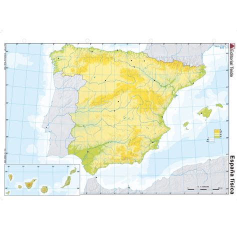 Mapa Mudo Color Din A4 España Fisico Deskidea