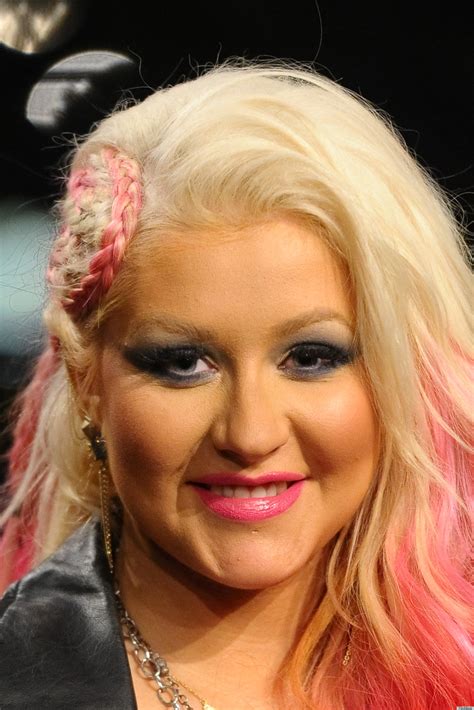 Christina Aguilera Sports Bright Pink Braided Hairstyle Photos Huffpost