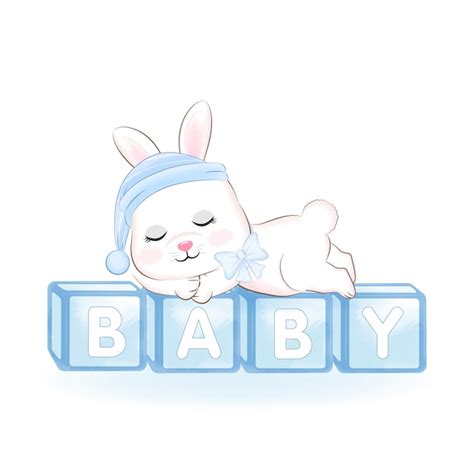 Premium Vector Cute Little Rabbit Sleeping On Baby Toy Box