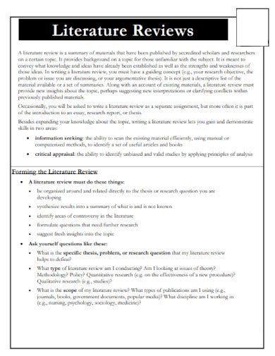 Literature Review Examples Pdf Examples