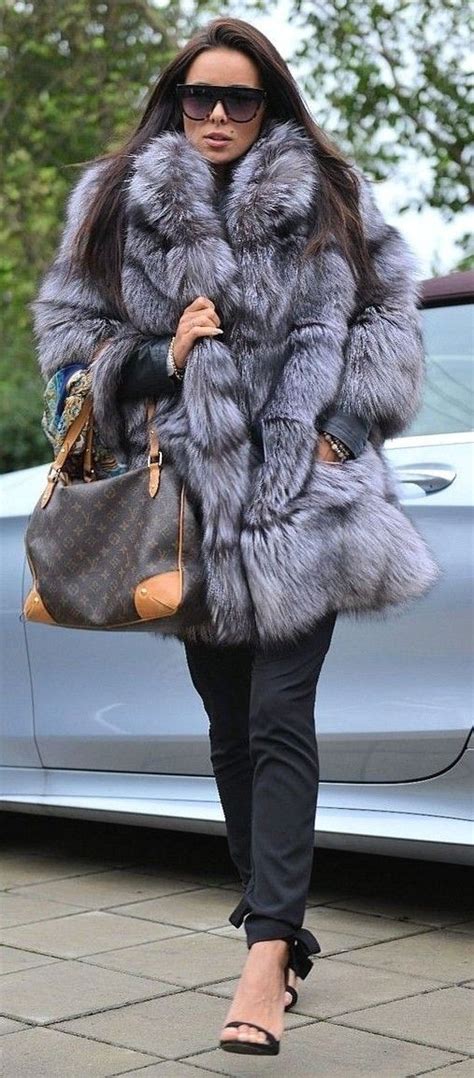 silver fox fur fashion femdom sensual fur coat wife long hair styles outfit accessories
