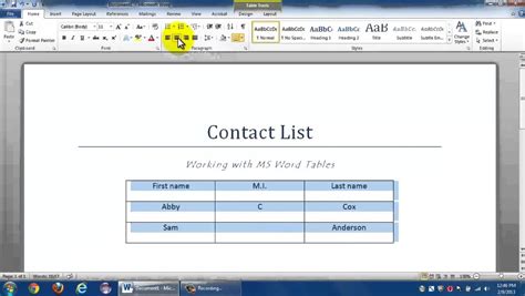 Working With Ms Word Tables An Introduction Youtube