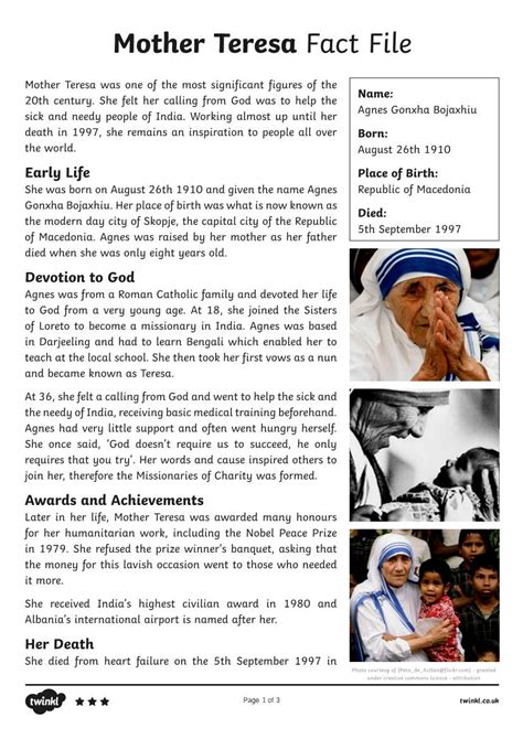 Mother Teresa Fact File Docslib