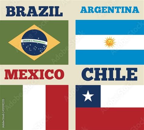 Countries Flags Of Latin America Colorful Design Vector Illustration