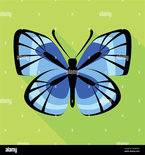 Blue Butterfly Icon In Flat Style Royalty Free Vector Image Hot Sex
