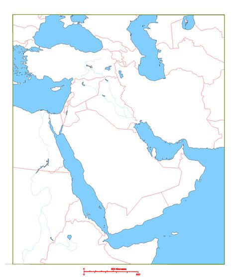 A Map Of The Middle East With Lines In Red And Blue On It Along With