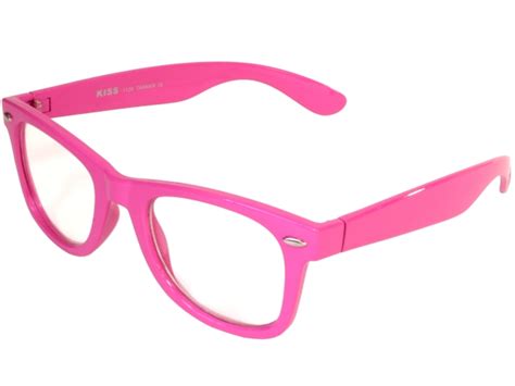 nerdy fake clear glasses wayfarer pink color frame