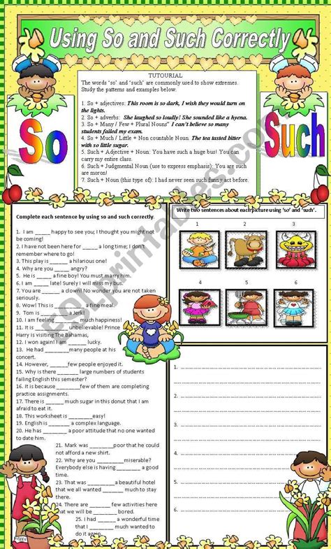 Students Complete Sentences Using So And Such Correctly Worksheet Is