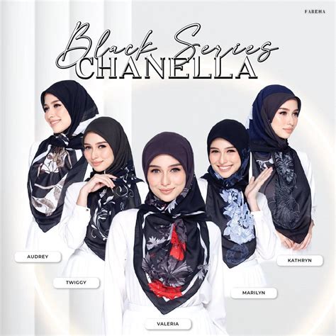 Fareha Hijab Tudung Bawal Black Series Se Chiffon Chanella Cotton Anti