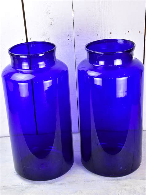 Pair Of Extra Large Cobalt Blue Glass Jars Vases Chez Pluie
