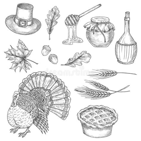 Turkey Bird Thanksgiving Day Sketch Vector Icon Stock Vector