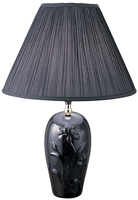 26 Tall Ceramic Table Lamp Urn Shaped With Black Finish Linen Shade