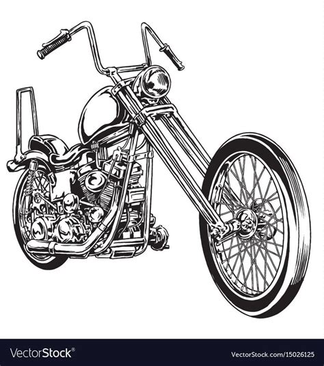 And Drawn And Inked Vintage American Chopper Motor Motorbike Art