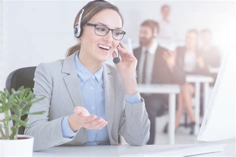 Customer Service Representative In Call Center Stock Image Image Of