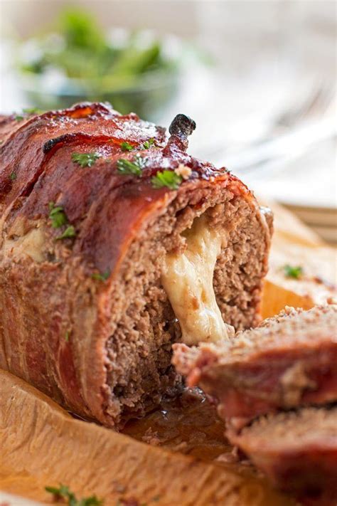 Form the mixture into a loaf shape on a broiler pan, which will allow the fat to drain. This homemade Mozzarella Stuffed Bacon Wrapped Meatloaf is stuffed with melty … | Bacon wrapped ...