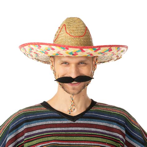 Traditional Mexican Hat Fancy Dress Sombrero Straw Hat Large Costume