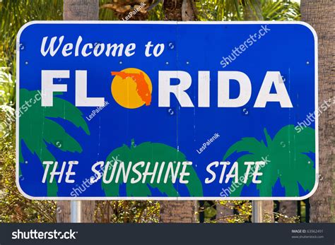Welcome To Florida Sign Stock Photo 63962491 Shutterstock
