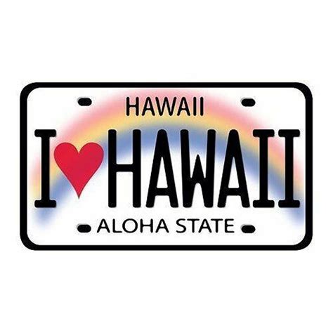 I Love Hawaii License Plate Car Decal Bumper Sticker From Etsy