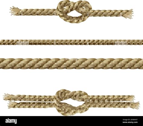 Twisted Ropes Nodes And Sailor Knots Decorative Set Isolated Vector