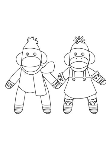 Monkey coloring sheets are both fun and educational. Mr. and Mrs. Sock Monkeys coloring page | Free Printable ...