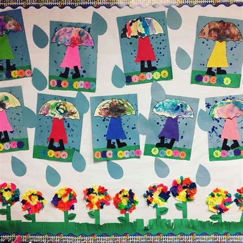 April Showers Bring May Flowers Bulletin Board April Crafts