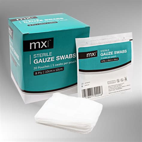 Mx Sterile Gauze Swabs 5x5cm 8ply 20s Bizzmed