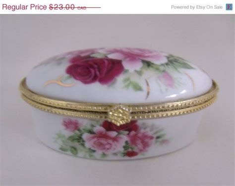 Vintage Porcelain Hinged Trinket Box Unmarked Etsy Trinket Boxes