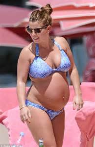 Pregnant Coleen Rooney Displays Baby Bump In Blue Bikini In Barbados