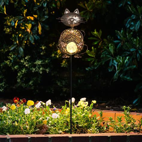 Metal Cat Solar Light Stake Outdoor Decor Garden Pathway Etsy