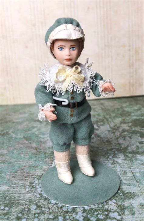 Vintage Miniature 112 Dollhouse Porcelain Doll Poseable Victorian Boy