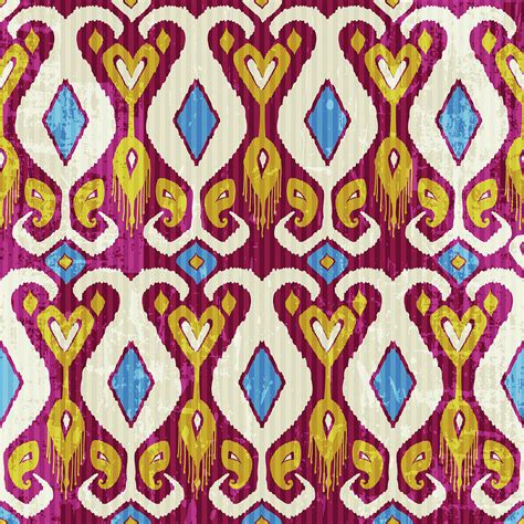 Traditional Ikat Fabric Seamless Pattern Drawing By Julien Fine Art