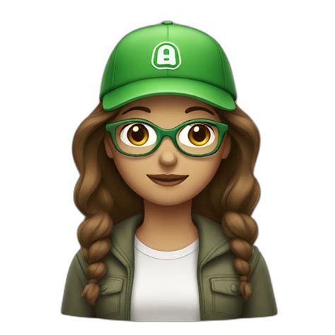 Dark Haired Girl With Green Cap And Glasses Ai Emoji Generator