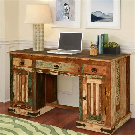 It's equally at home in a traditional country setting or an everyday more modern home décor. Gothic Rustic Double Pedestal Reclaimed Wood Office Desk