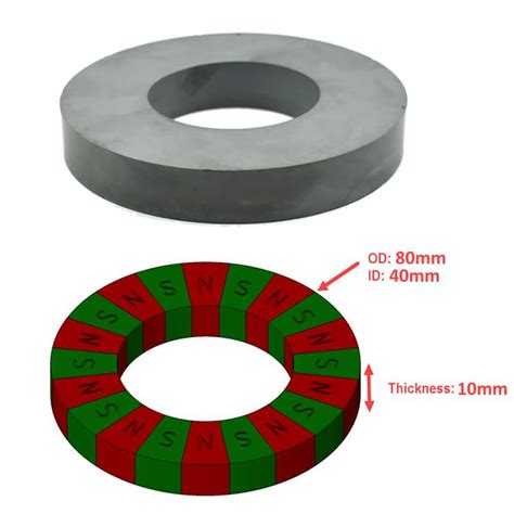 High Quality Multipole Ring Ceramic Magnet Od80 X Id40 X T10mm