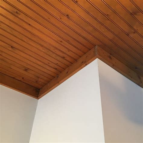 Kitchen Knotty Pine Bead Board Ceiling And Square Trim Medium Stain