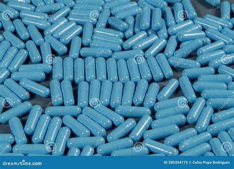 Blue Antibiotic Capsule Pills Texture Pharmaceutical Production