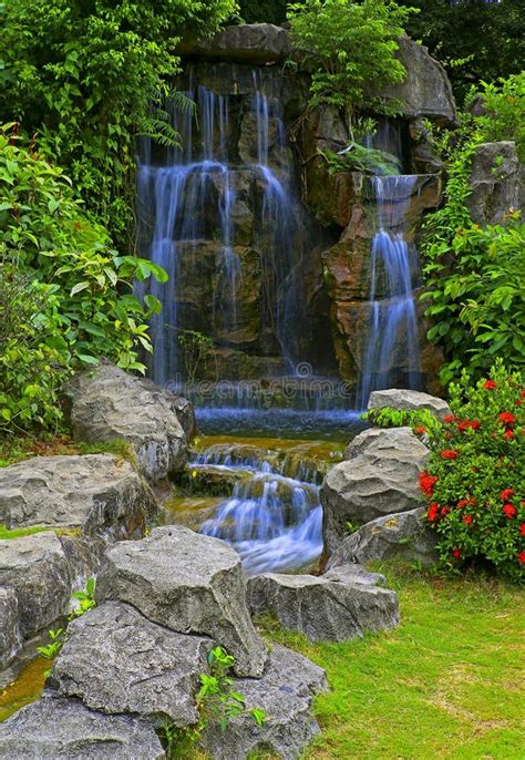 Waterfall In Tropical Zen Garden Stock Photo Image Of Natural