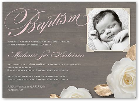 Woodgrain Girl X Baptism Invitations Shutterfly