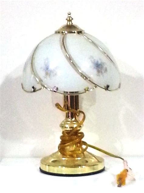Shabby Chic Touch Lamp With Frosted Glass Shade And Blue