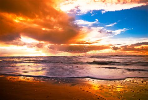 Sunset And Waves Stock Image Image Of Reflection Landscape 3845945