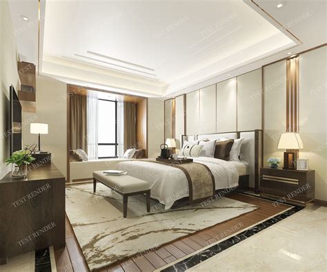 Luxury Classic Modern Bedroom Suite In Hotel Window 3d