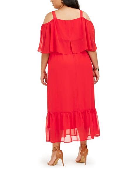 Maybe you would like to learn more about one of these? NY Collection Plus Size Cold-Shoulder Popover Maxi Dress ...