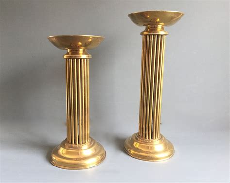 Reserved For Barbara Large Brass Candle Holders Varied Height Column