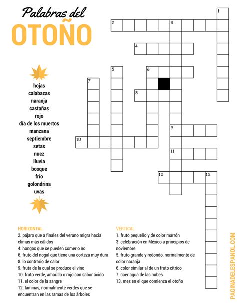 A Crossword Puzzle With Words In Spanish And English On The Front Page