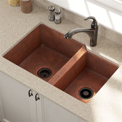 Mrdirect Copper 33 L X 22 W Double Basin Undermount Kitchen Sink